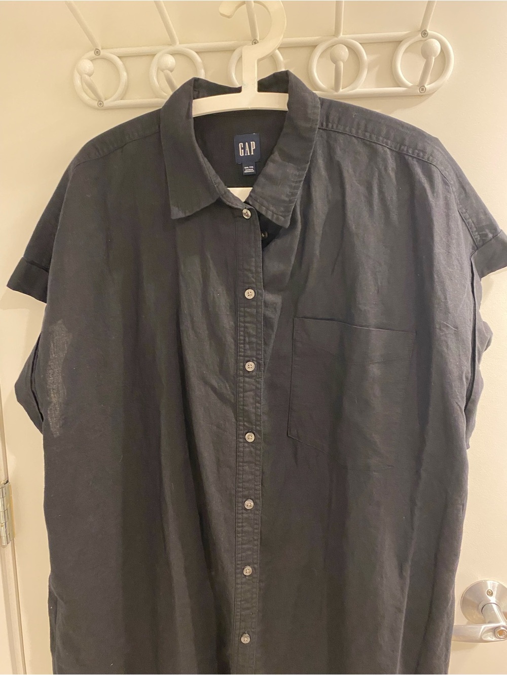 GAP Linen Black Button-Up Maxi Shirt Dress XXL